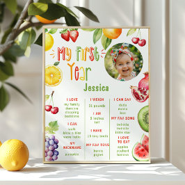 Póster Frutos verano 1er cumpleaños foto hito