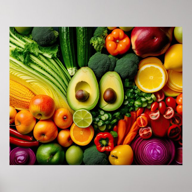 Póster Frutos Verduras Alimentación saludable Nutrición S (Frente)