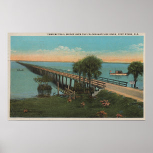 Póster Ft. Myers, Florida - View of Tamiami Trail Bridg
