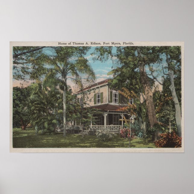 Póster Ft. Myers, Florida - Vista de la casa Thomas Ediso (Frente)