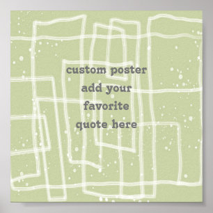 Póster fuan y funky line art moss green añadir una cita
