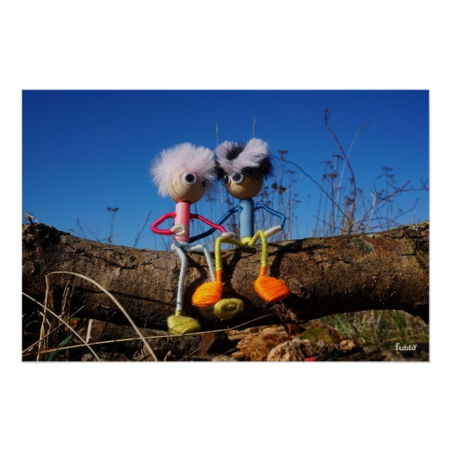 Póster Fubby paartje dat romantisch verliefd zitten. (Anverso)