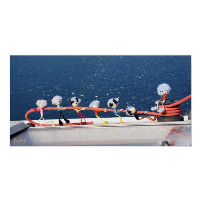 Póster Fubby's die een lijn lieren van een Zeilboot. (Anverso)
