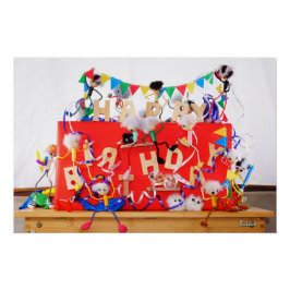 Póster Fubby's die feest vieren voor verjaardag.