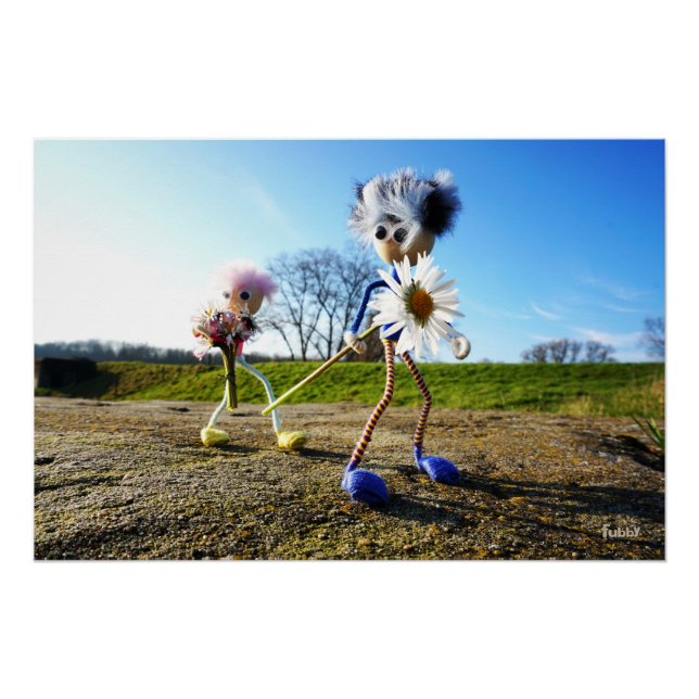 Póster Fubby's in natuur met madeliefjes. (Anverso)