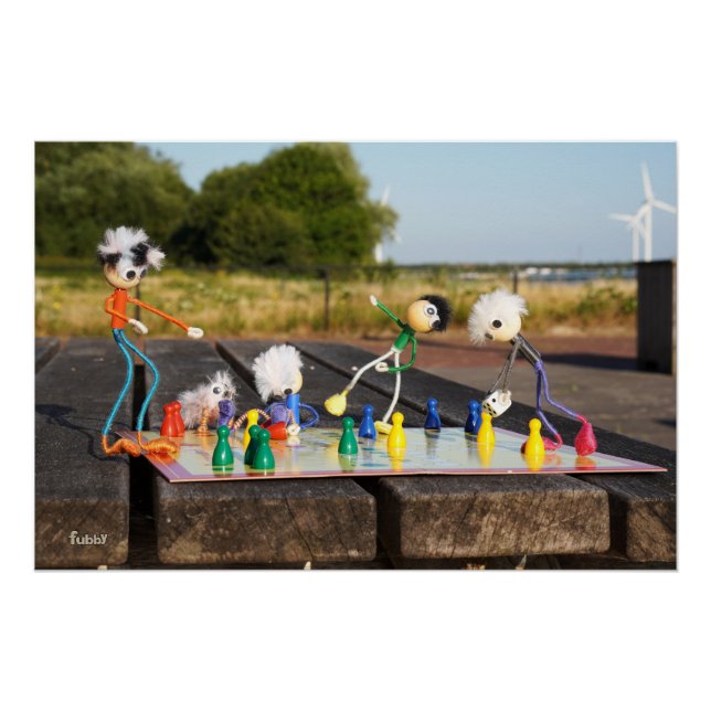 Póster Fubby's spelen 'mens erger je niet !'. (Anverso)