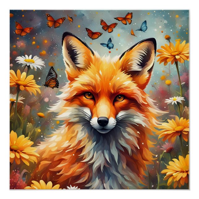 Póster Fuchs auf der Wiese (Anverso)