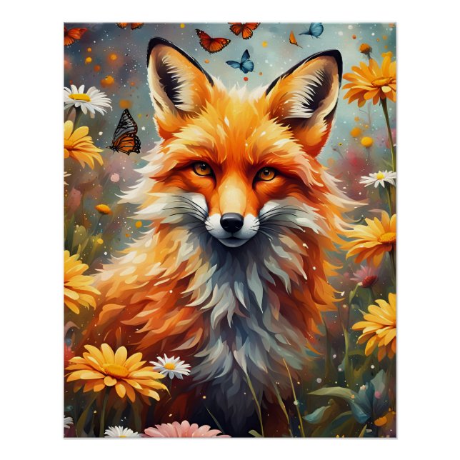 Póster Fuchs auf der Wiese (Anverso)