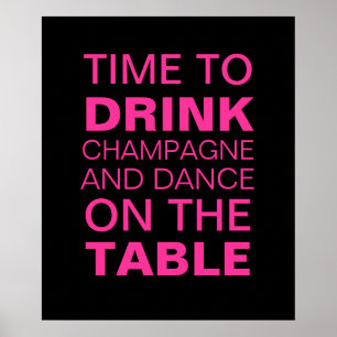 Póster Fuchsia Champagne Fiesta Poster