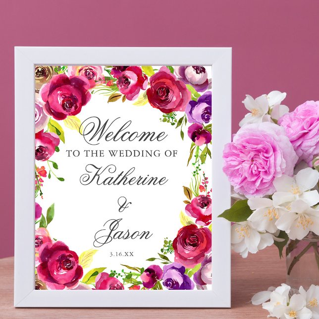 Póster Fuchsia Moda floral rosa Boda romántico bienvenida (Subido por el creador)