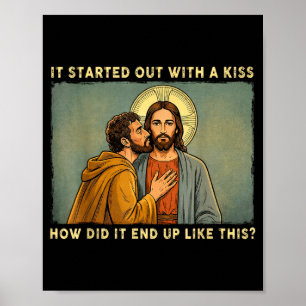 Póster Fue solo un beso jesus & judas meme divertido