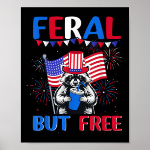 Póster Fuego De Bandera De Estados Unidos Feral Pero Libr