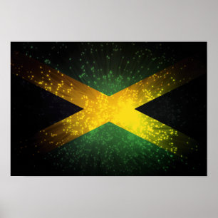 Póster Fuego de bandera de Jamaica