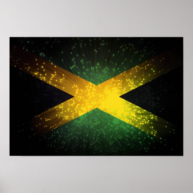 Póster Fuego de bandera de Jamaica (Frente)