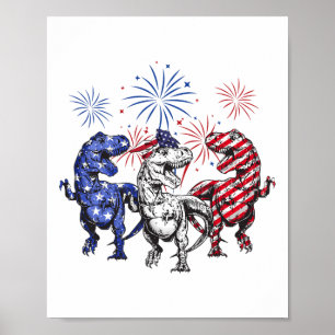 Póster Fuego De Dinosaurio Rojo Azul Blanco T Rex 4 De Ju