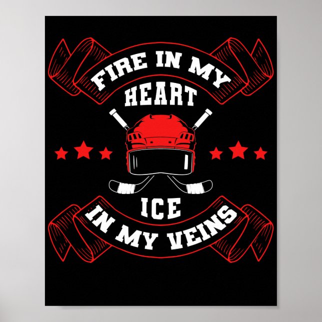 Póster Fuego De Hockey Sobre Hielo En Mi Equipo De Jugado (Frente)