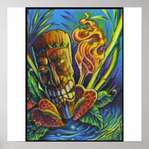 Póster Fuego de la huella de Dios del Tiki