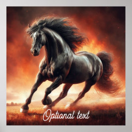 Póster Fuego de pradera y caballo negro