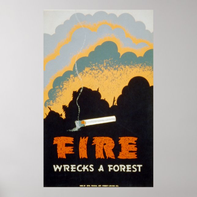 Póster Fuego destruye un bosque (Frente)