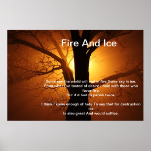 Póster Fuego e hielo sobre el poster ardiente del árbol