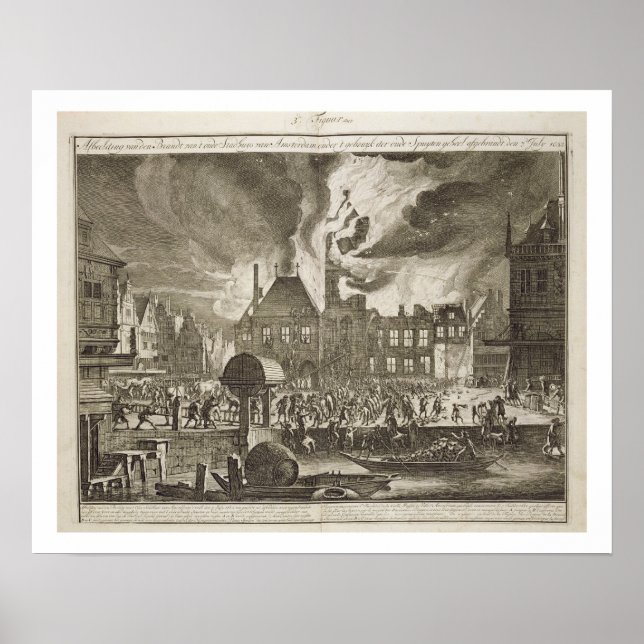 Póster Fuego en el antiguo ayuntamiento de Amsterdam, 17  (Frente)