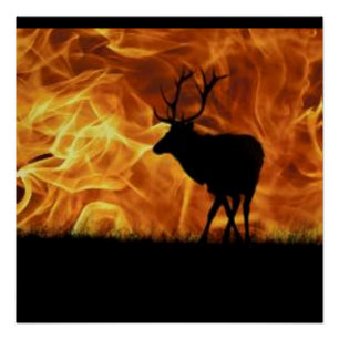 Póster Fuego en el cielo Caribou Silhouette