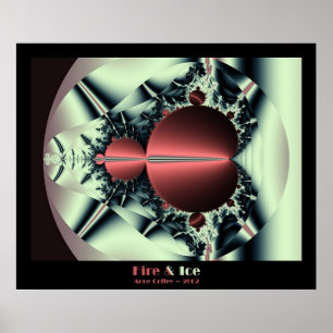 Póster Fuego Fractal Mandelbrot y fractal de hielo