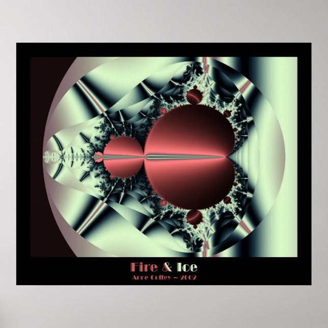 Póster Fuego Fractal Mandelbrot y fractal de hielo (Frente)