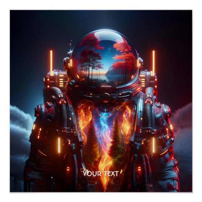 Póster Fuego paisajístico de Fantasy Cute Astronauta (Anverso)