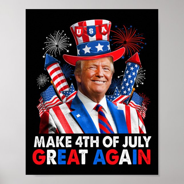 Póster Fuego Patriótico De Trump El 4 De Julio (Frente)