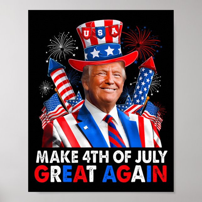 Póster Fuego Patriótico Donald Trump El 4 De Julio Del G (Frente)