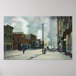 Póster Fuego tercera Street que sube, terremoto 1906