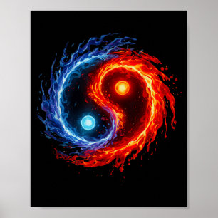 Póster Fuego y agua símbolo Yin Yang Equilibrio Tai Chi E