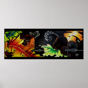 Póster Fuego y dicha - mosaico