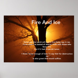 Póster Fuego Y Hielo Sobre Un Poster De Árbol De Atardece