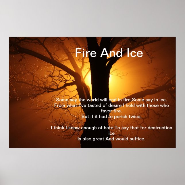 Póster Fuego Y Hielo Sobre Un Poster De Árbol De Atardece (Frente)