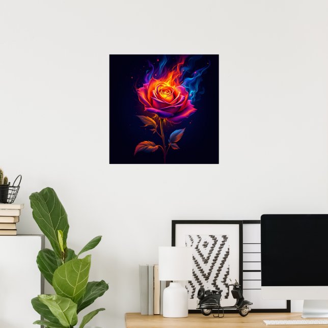 Póster Fuego y la Rosa  (Oficina en casa)