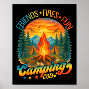 Póster Fuegos Amigos Diversión Campamento Tripulación Cam