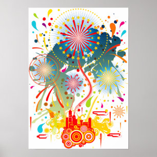 Póster Fuegos artificiales