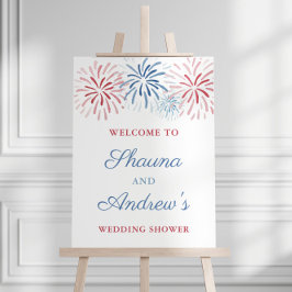 Póster Fuegos artificiales 4 de julio Bienvenida a la duc
