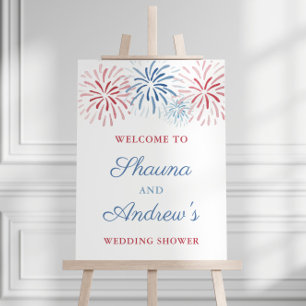 Póster Fuegos artificiales 4 de julio Bienvenida a la duc