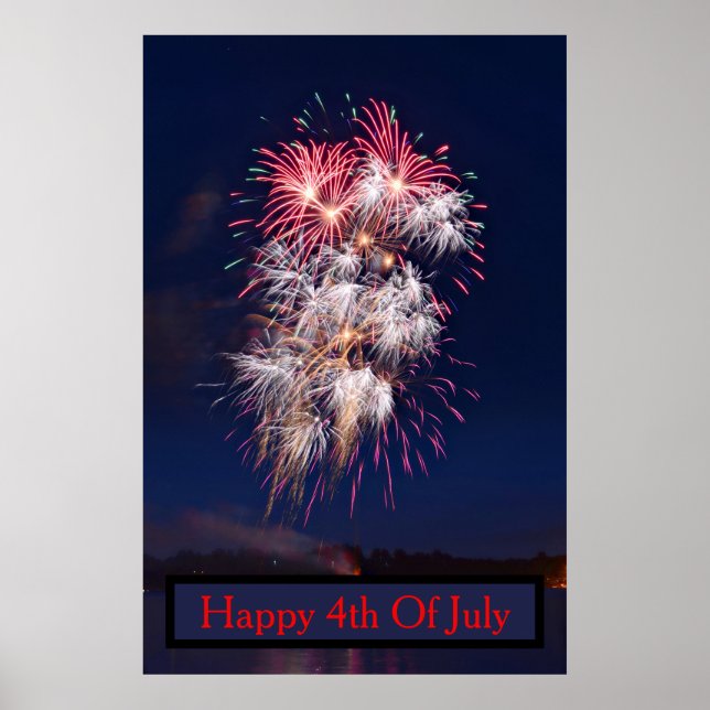 Póster Fuegos artificiales 4 De Julio Día De La Independe (Frente)