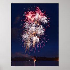 Póster Fuegos artificiales 4 de julio Día de la Independe