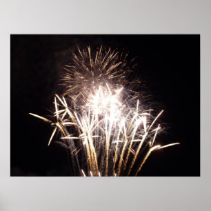 Póster Fuegos artificiales blancos y dorados I Celebració