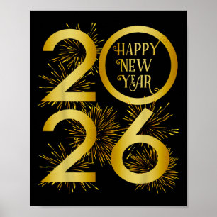 Póster Fuegos artificiales de Año Nuevo 2026 - Feliz Año