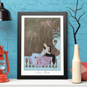 Póster Fuegos artificiales de Art Decó Vintage Le Feu, Ge