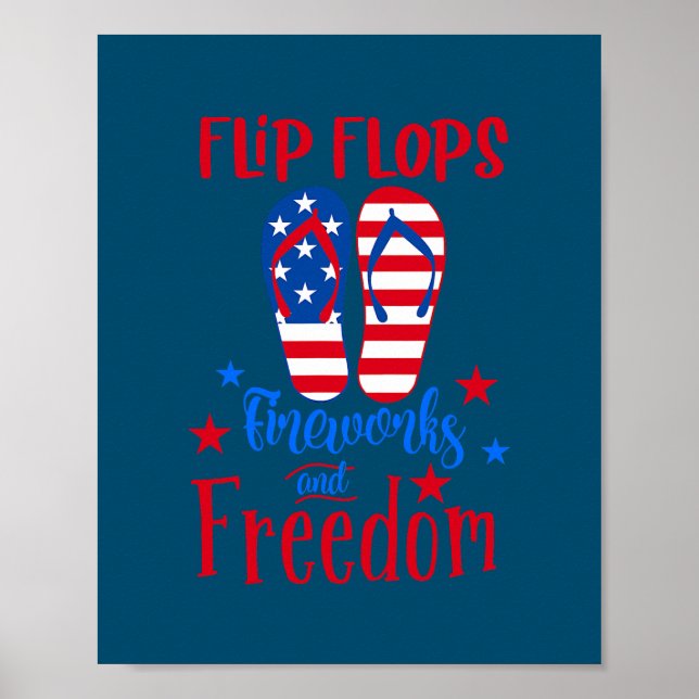 Póster Fuegos artificiales De Flip Flops Y La Bandera Nor (Frente)