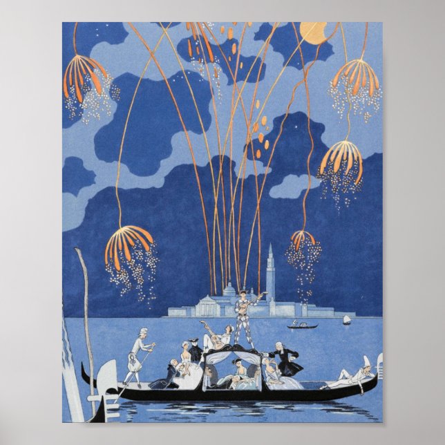 Póster Fuegos Artificiales De George Barbier En Venecia 1 (Frente)