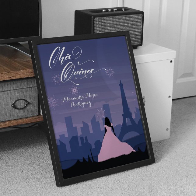 Póster Fuegos artificiales de París en pizarra azul y ros (Subido por el creador)