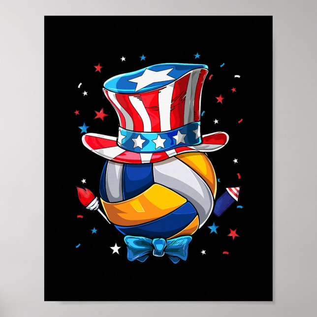 Póster Fuegos artificiales De Voleibol Estadounidense El  (Frente)